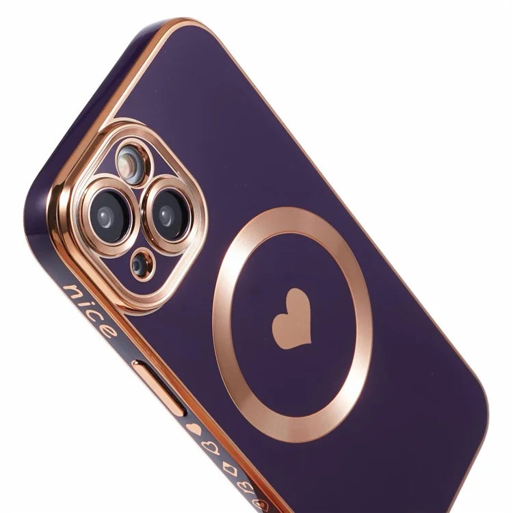 For iPhone 15 Plus Shockproof Case 6D Electroplating TPU Phone Cover Compatible with MagSafe