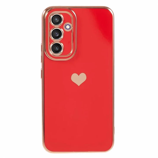 For Galaxy A24 4G (162.1 x 77.6 x 8.3mm) Slim Case 6D Electroplating Love Heart Anti-Scratch TPU Phone Cover