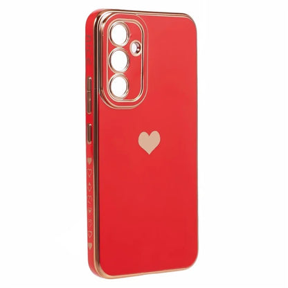 For Galaxy A24 4G (162.1 x 77.6 x 8.3mm) Slim Case 6D Electroplating Love Heart Anti-Scratch TPU Phone Cover