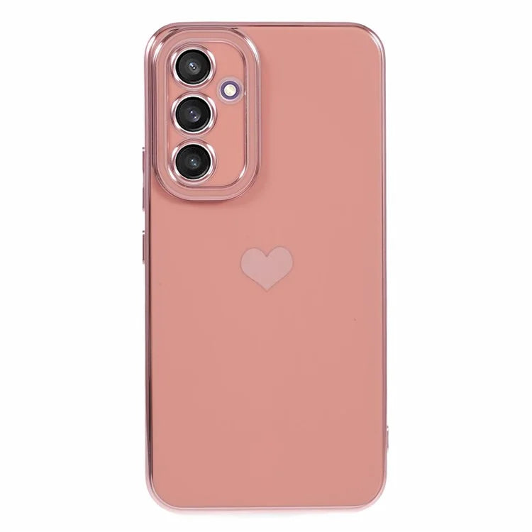 For Galaxy A24 4G (162.1 x 77.6 x 8.3mm) Slim Case 6D Electroplating Love Heart Anti-Scratch TPU Phone Cover