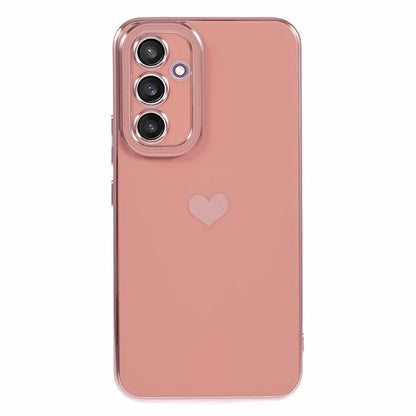 For Galaxy A24 4G (162.1 x 77.6 x 8.3mm) Slim Case 6D Electroplating Love Heart Anti-Scratch TPU Phone Cover
