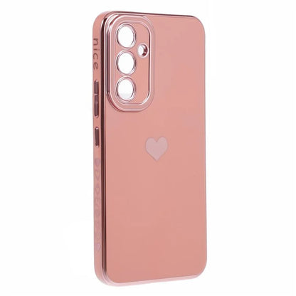 For Galaxy A24 4G (162.1 x 77.6 x 8.3mm) Slim Case 6D Electroplating Love Heart Anti-Scratch TPU Phone Cover