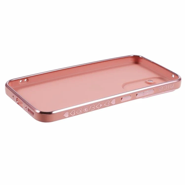 For Galaxy A24 4G (162.1 x 77.6 x 8.3mm) Slim Case 6D Electroplating Love Heart Anti-Scratch TPU Phone Cover