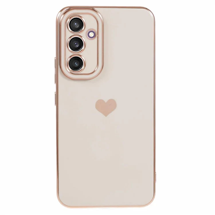 For Galaxy A24 4G (162.1 x 77.6 x 8.3mm) Slim Case 6D Electroplating Love Heart Anti-Scratch TPU Phone Cover
