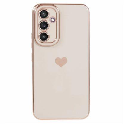 For Galaxy A24 4G (162.1 x 77.6 x 8.3mm) Slim Case 6D Electroplating Love Heart Anti-Scratch TPU Phone Cover