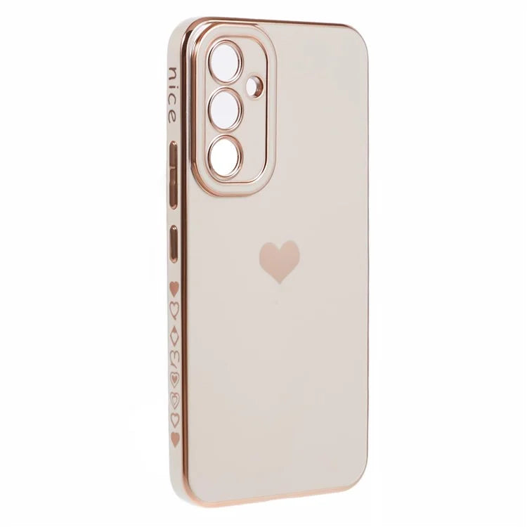 For Galaxy A24 4G (162.1 x 77.6 x 8.3mm) Slim Case 6D Electroplating Love Heart Anti-Scratch TPU Phone Cover