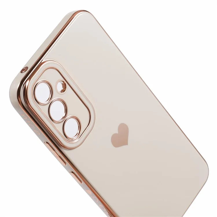 For Galaxy A24 4G (162.1 x 77.6 x 8.3mm) Slim Case 6D Electroplating Love Heart Anti-Scratch TPU Phone Cover