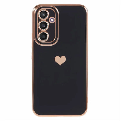 For Galaxy A24 4G (162.1 x 77.6 x 8.3mm) Slim Case 6D Electroplating Love Heart Anti-Scratch TPU Phone Cover