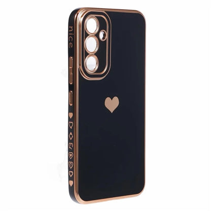 For Galaxy A24 4G (162.1 x 77.6 x 8.3mm) Slim Case 6D Electroplating Love Heart Anti-Scratch TPU Phone Cover