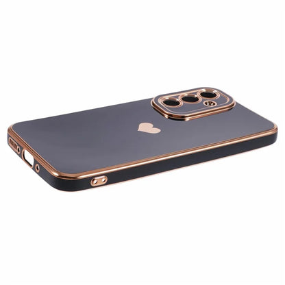 For Galaxy A24 4G (162.1 x 77.6 x 8.3mm) Slim Case 6D Electroplating Love Heart Anti-Scratch TPU Phone Cover