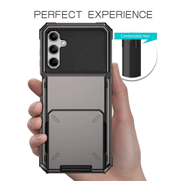For Samsung Galaxy A55 5G Case PC+TPU Card Holder Hidden Pocket Anti-Scratch Cover