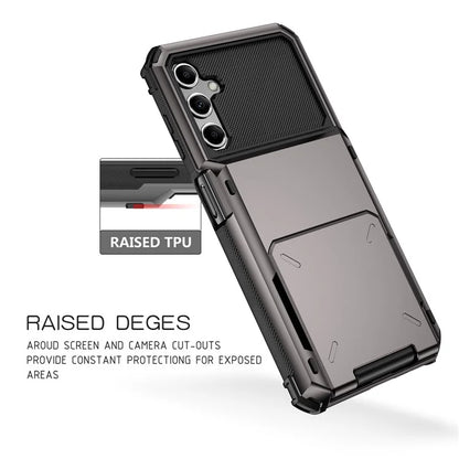 For Samsung Galaxy A55 5G Case PC+TPU Card Holder Hidden Pocket Anti-Scratch Cover