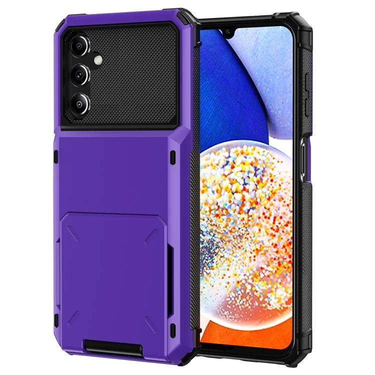 For Samsung Galaxy A55 5G Case PC+TPU Card Holder Hidden Pocket Anti-Scratch Cover