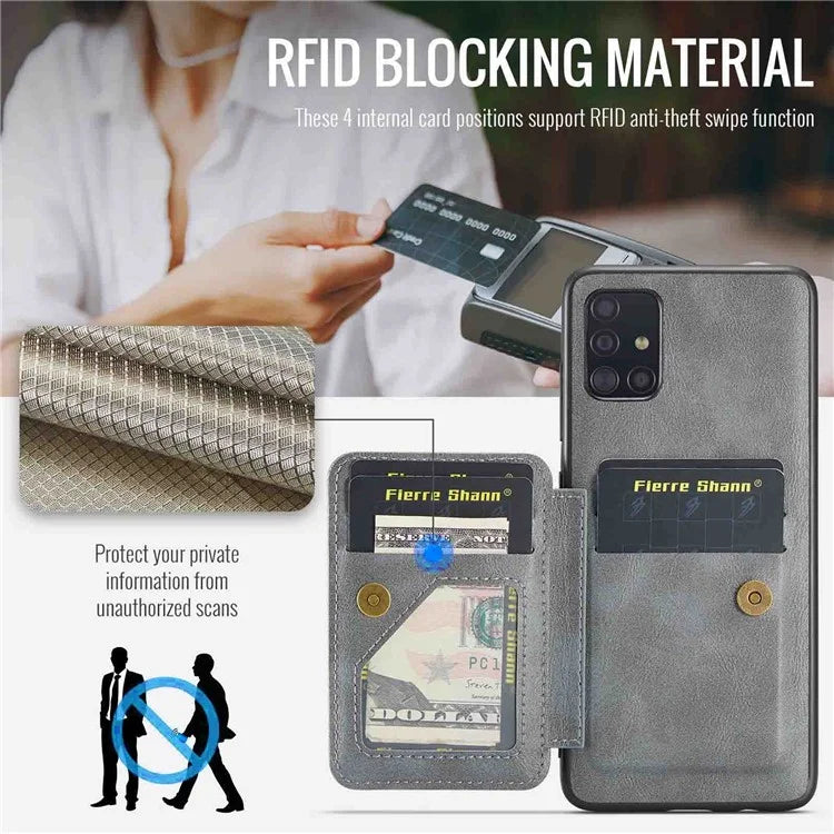 For Samsung Galaxy A71 4G SM-A715 Case Leather+TPU RFID Blocking Card Slots Phone Cover