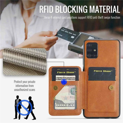 For Samsung Galaxy A71 4G SM-A715 Case Leather+TPU RFID Blocking Card Slots Phone Cover