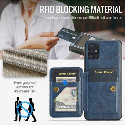 For Samsung Galaxy A71 4G SM-A715 Case Leather+TPU RFID Blocking Card Slots Phone Cover