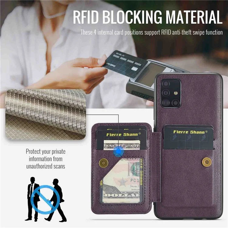 For Samsung Galaxy A71 4G SM-A715 Case Leather+TPU RFID Blocking Card Slots Phone Cover
