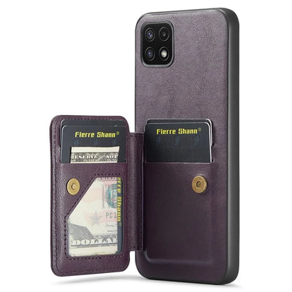 For Samsung Galaxy A22 5G (EU Version) Case RFID Blocking Card Slots Leather+TPU Phone Cover