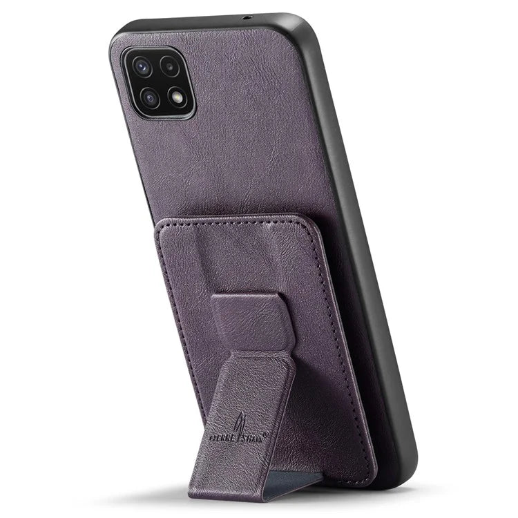 For Samsung Galaxy A22 5G (EU Version) Case RFID Blocking Card Slots Leather+TPU Phone Cover