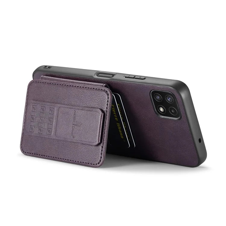 For Samsung Galaxy A22 5G (EU Version) Case RFID Blocking Card Slots Leather+TPU Phone Cover