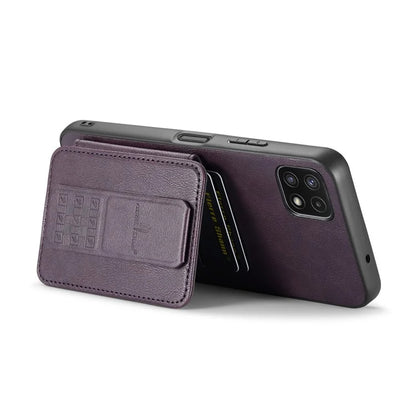 For Samsung Galaxy A22 5G (EU Version) Case RFID Blocking Card Slots Leather+TPU Phone Cover