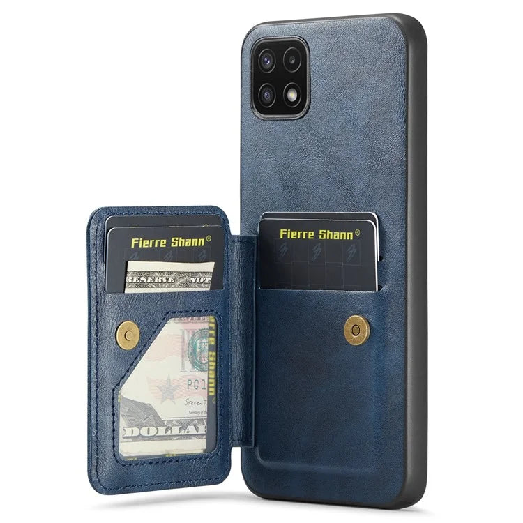 For Samsung Galaxy A22 5G (EU Version) Case RFID Blocking Card Slots Leather+TPU Phone Cover