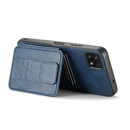 For Samsung Galaxy A22 5G (EU Version) Case RFID Blocking Card Slots Leather+TPU Phone Cover