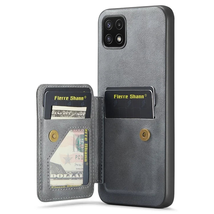 For Samsung Galaxy A22 5G (EU Version) Case RFID Blocking Card Slots Leather+TPU Phone Cover