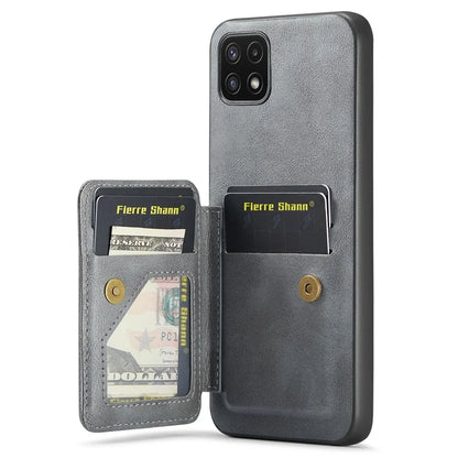 For Samsung Galaxy A22 5G (EU Version) Case RFID Blocking Card Slots Leather+TPU Phone Cover