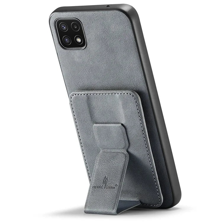 For Samsung Galaxy A22 5G (EU Version) Case RFID Blocking Card Slots Leather+TPU Phone Cover