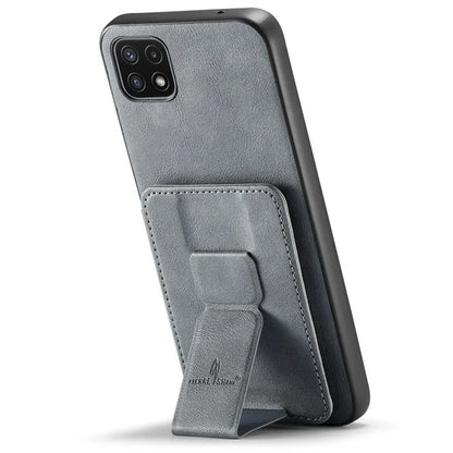 For Samsung Galaxy A22 5G (EU Version) Case RFID Blocking Card Slots Leather+TPU Phone Cover