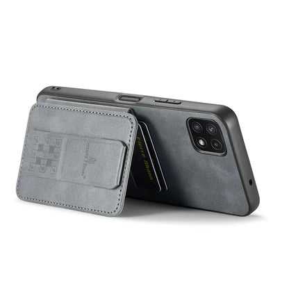 For Samsung Galaxy A22 5G (EU Version) Case RFID Blocking Card Slots Leather+TPU Phone Cover