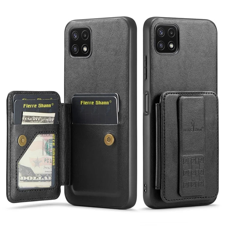 For Samsung Galaxy A22 5G (EU Version) Case RFID Blocking Card Slots Leather+TPU Phone Cover