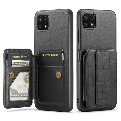 For Samsung Galaxy A22 5G (EU Version) Case RFID Blocking Card Slots Leather+TPU Phone Cover