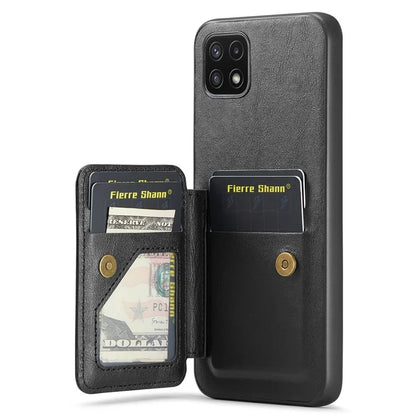 For Samsung Galaxy A22 5G (EU Version) Case RFID Blocking Card Slots Leather+TPU Phone Cover