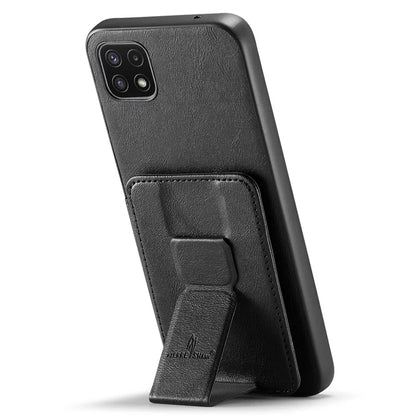 For Samsung Galaxy A22 5G (EU Version) Case RFID Blocking Card Slots Leather+TPU Phone Cover