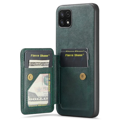 For Samsung Galaxy A22 5G (EU Version) Case RFID Blocking Card Slots Leather+TPU Phone Cover