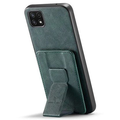 For Samsung Galaxy A22 5G (EU Version) Case RFID Blocking Card Slots Leather+TPU Phone Cover