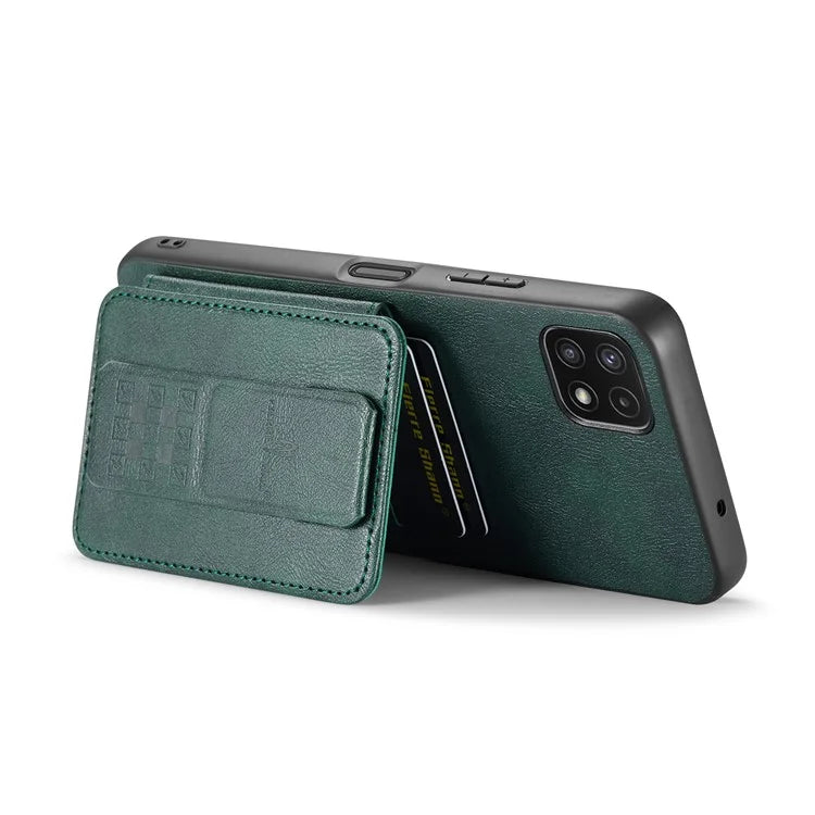 For Samsung Galaxy A22 5G (EU Version) Case RFID Blocking Card Slots Leather+TPU Phone Cover