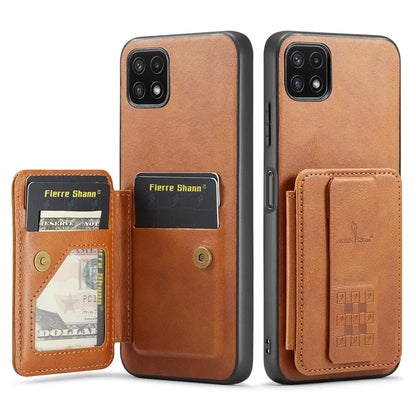 For Samsung Galaxy A22 5G (EU Version) Case RFID Blocking Card Slots Leather+TPU Phone Cover