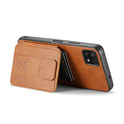 For Samsung Galaxy A22 5G (EU Version) Case RFID Blocking Card Slots Leather+TPU Phone Cover