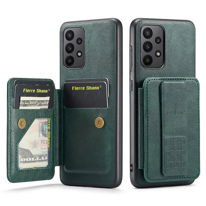 For Samsung Galaxy A53 5G Case Waxed Leather+TPU Phone Cover Strap Loop Holder Kickstand