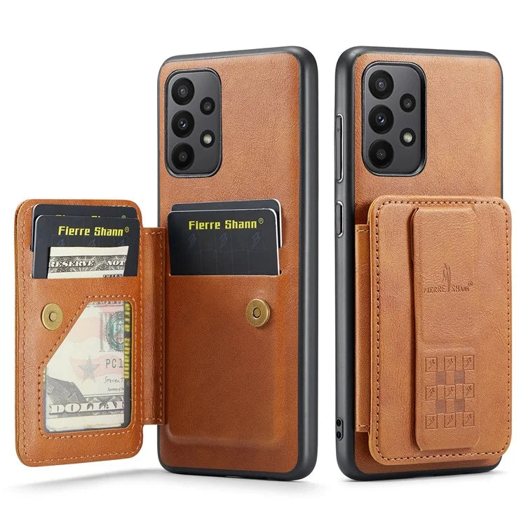 For Samsung Galaxy A53 5G Case Waxed Leather+TPU Phone Cover Strap Loop Holder Kickstand