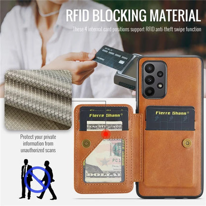 For Samsung Galaxy A53 5G Case Waxed Leather+TPU Phone Cover Strap Loop Holder Kickstand
