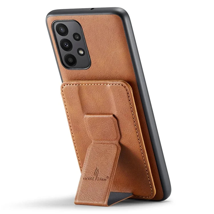 For Samsung Galaxy A33 5G Case Finger Loop Leather+TPU Phone Cover Card Holder