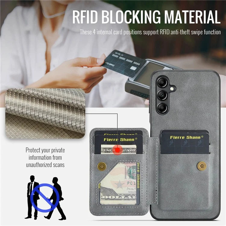 For Samsung Galaxy A35 5G RFID Blocking Case Cowhide Texture Leather+TPU Phone Cover