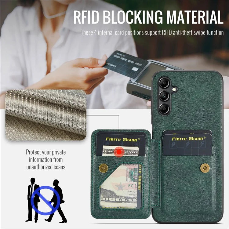 For Samsung Galaxy A35 5G RFID Blocking Case Cowhide Texture Leather+TPU Phone Cover