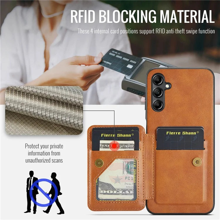 For Samsung Galaxy A35 5G RFID Blocking Case Cowhide Texture Leather+TPU Phone Cover
