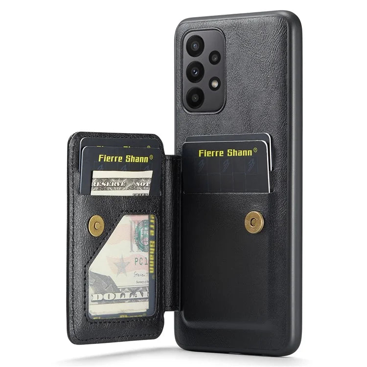 For Samsung Galaxy A23 4G Case Leather+TPU Phone Cover Built-in Magnetic Holder Metal Sheet