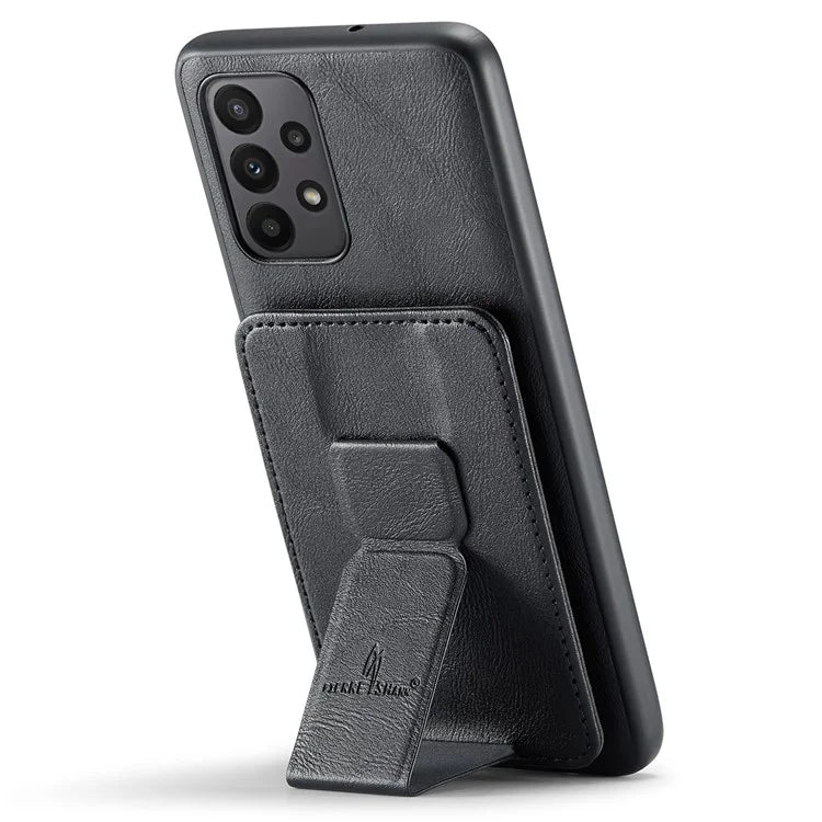 For Samsung Galaxy A23 4G Case Leather+TPU Phone Cover Built-in Magnetic Holder Metal Sheet